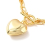 Rack Plating Brass Toggle Clasps with Heart Pendant Necklace with Double Chains for Women, Cadmium Free & Lead Free, Real 18K Gold Plated, 17.71 inch(45cm)