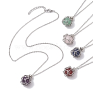 304 Stainless Steel Cable Chain Necklaces, Natural Gemstones Pendant Necklaces, Stainless Steel Color, 16.54 inch(42cm)(NJEW-JN04716-02)