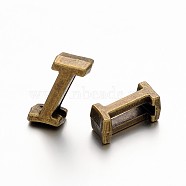 Tibetan Style Antique Bronze Plated Alloy Letter Slide Charms, Nickel Free, Letter.I, 10~12x8~13x4mm, Hole: 2x8mm(PALLOY-J542-I-NF)