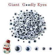 500Pcs 5 Style Black & White Plastic Wiggle Googly Eyes Buttons DIY Scrapbooking Crafts Toy Accessories with Label Paster on Back, Black, 8~12x3mm(KY-YW0001-54)