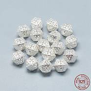 925 Sterling Silver Beads, Polyhedron, Silver, 8x11.5x11.5mm, Hole: 1mm(STER-T002-78S)