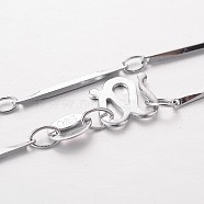 Stainless Steel Bar Link Chain Necklaces, with Clasps, Stainless Steel Color, 17 inches(43.3cm); 1mm(NJEW-M146-03)