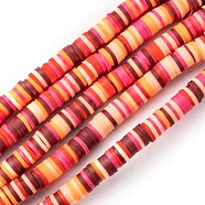 Handmade Polymer Clay Beads Strands, for DIY Jewelry Crafts Supplies, Heishi Beads, Disc/Flat Round, Dark Red, 6x0.5~1mm, Hole: 1.8mm, about 290~320pcs/strand, 15.75 inch~16.14 inch(40~41cm)(CLAY-R089-6mm-T02B-20)