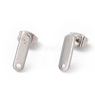 201 Stainless Steel Stud Earring Findings with Hole, 304 Stainless Steel Pins and Ear Nuts, Rectangle, Stainless Steel Color, 12x3.5mm, Hole: 1.4mm, Pin: 0.8mm(EJEW-A071-16P)