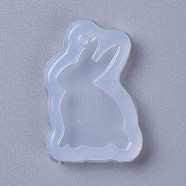 Bunny Pendant Silicone Molds, Resin Casting Molds, For UV Resin, Epoxy Resin Jewelry Making, Rabbit, White, 40x25x5mm, Hole: 2mm, Inner Diameter: 31x22mm(X-DIY-L026-043)