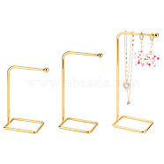 3Pcs 3 Style Iron Dangle Earring Display Stands, Jewelry Earring Holder Hanger for Retail, Photography, Home Decor, L-Shaped, Golden, 5.1x7~7.1x11.8~18cm, 1pc/style(EDIS-FG0001-58)