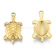 Ion Plating(IP) 304 Stainless Steel Pendants, Tortoise, Real 18K Gold Plated, 25x14x3mm, Hole: 1.8mm(STAS-N098-198LG)