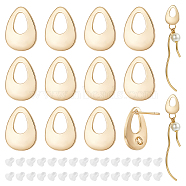 12Pcs Brass Hollow Out Teardrop Stud Earring Findings, with Vertical Loops, Nickel Free, with 30Pcs Plastic Ear Nuts, Real 18K Gold Plated, 17x12mm, Hole: 2mm, Pin: 1mm(KK-BC0010-94)