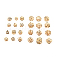 24Pcs 24 Style Exquisite Alloy Rhinestone Brooches Set, Flower & Hexagon & Rhombus & Flat Round Lapel Pins for Wedding Party, Golden, Crystal, 20~37.5x20~34x10~14mm, 1pc/style(JEWB-SZ0001-44B)