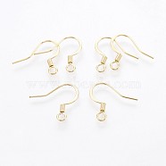 316 Surgical Stainless Steel French Earring Hooks, Flat Earring Hooks, Ear Wire, with Horizontal Loop, Real 18k Gold Plated, 15x16mm, Hole: 2mm(STAS-P221-02G)