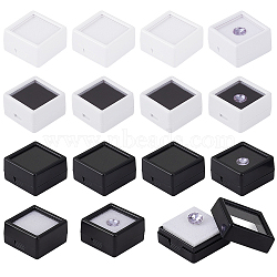 36Pcs 4 Styles Plastic and Acrylic Loose Diamond Display Boxes, with Clear Glass Cover and Sponge Inside, for Gemstone, Jewelry Storage, Square, Mixed Color, 2.95~3x2.95~3x1.65cm, 9pcs/style(CON-BC0007-14)