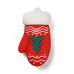 Christmas PVC Plastic Big Pendants, Gloves, 52x30x17mm, Hole: 2mm(KY-D018-01F)