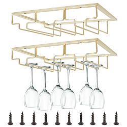 Iron 3 Rows Wine Glass Rack Under Cabinet, Goblet Storage Hanger, Stemware Holder, with Screws, Light Khaki, 225x58x300mm(AJEW-WH0041-98)