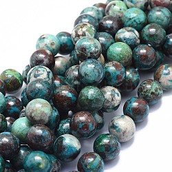 Natural Chrysocolla Beads Strands, Round, 12mm, Hole: 1mm; about 33pcs/strand, 15.1~15.5inches(38.5~39.5cm)(G-I249-B05-02)