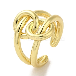 Rack Plating Brass Cuff Rings, Long-Lasting Plated, Lead Free & Cadmium Free, Real 18K Gold Plated, Adjustable(RJEW-H228-18G)
