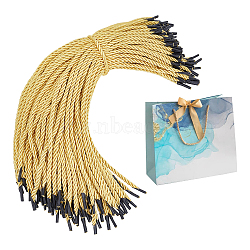 3-Ply Polyester Cords, Twisted Rope, with Black Plastic Cord End, for DIY Gift Bagd Rope Handle Making, Yellow, 365x4.5mm(OCOR-WH0304-006C)