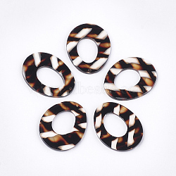 Cellulose Acetate(Resin) Pendants, Oval, Coconut Brown, 43.5x34x3mm, Hole: 1.5mm(KY-T008-29E)