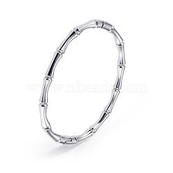 304 Stainless Steel Bamboo Joint Hinged Bangle, Stainless Steel Color, Inner Diameter: 1-7/8x2-1/4 inch(4.75x5.75cm)(JB757A)