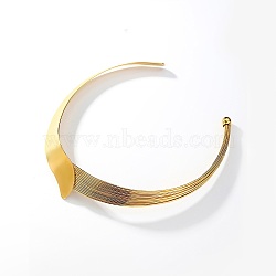 Stainless Steel Cuff Choker Necklace, Rigid Necklaces, Golden, 15.75 inch(40cm)(SF6573-1)