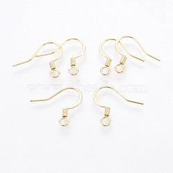316 Surgical Stainless Steel French Earring Hooks, Flat Earring Hooks, Ear Wire, with Horizontal Loop, Golden, 15x16mm, Hole: 2mm(STAS-P221-02G)