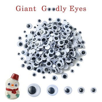 500Pcs 5 Style Black & White Plastic Wiggle Googly Eyes Buttons DIY Scrapbooking Crafts Toy Accessories with Label Paster on Back, Black, 8~12x3mm