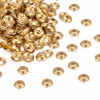 Brass Bead Caps, Flower, Golden Color, Size: about 4mm in diameter, hole, 1.2mm