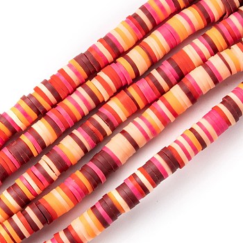 Handmade Polymer Clay Beads Strands, for DIY Jewelry Crafts Supplies, Heishi Beads, Disc/Flat Round, Dark Red, 6x0.5~1mm, Hole: 1.8mm, about 290~320pcs/strand, 15.75 inch~16.14 inch(40~41cm)