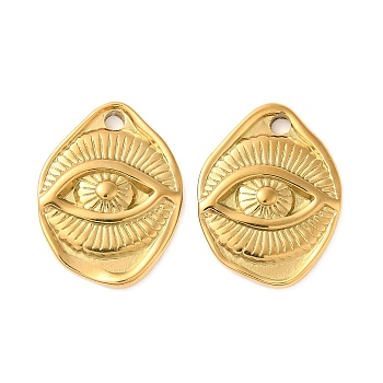 201 Stainless Steel Pendants, Eye Charm, Real 18K Gold Plated, 23x17.5x3mm, Hole: 1.8mm