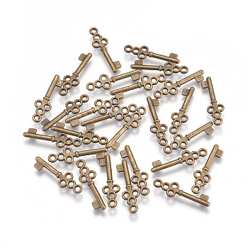 Tibetan Style Alloy Pendants, Lead Free and Cadmium Free, Antique Bronze, Skeleton Key, 7mm wide, 21.5mm long, hole: 1mm