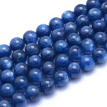 Natural Kyanite/Cyanite/Disthene Beads Strands, Grade AA, Round, 10~10.5mm, Hole: 0.8mm, about 40pcs/strand, 15.35 inch(39cm)