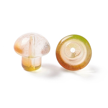 Transparent Glass Beads, Mushroom, Colorful, 13.5x13.5mm, Hole: 1.6mm