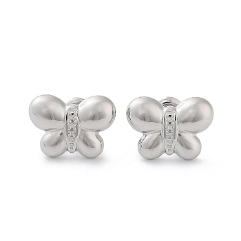 304 Stainless Steel Stud Earrings, Butterfly, Stainless Steel Color, 11.5x15.5mm