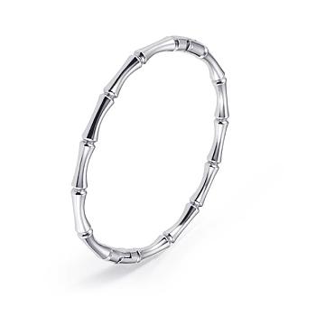 304 Stainless Steel Bamboo Joint Hinged Bangle, Stainless Steel Color, Inner Diameter: 1-7/8x2-1/4 inch(4.75x5.75cm)
