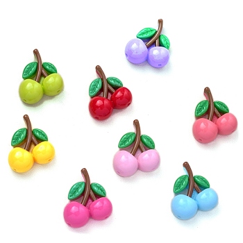 Opaque Resin Fruit Decoden Cabochons, Cherry, Mixed Color, 36x28.5x12mm