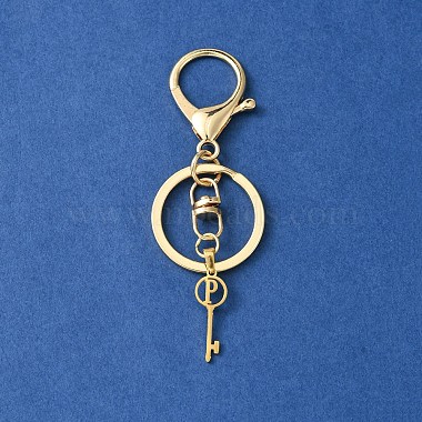 304 Stainless Steel Initial Letter Key Charm Keychains(KEYC-YW00004-16)-2