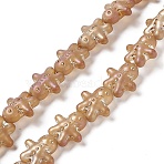Full Rainbow Plated Forsted Electroplate Glass Beads, Ginger Man, for Christmas, Coral, 15x14x7mm, Hole: 1mm, about 45pcs/strand, 24.80''~25.20''(63~64cm)(GLAA-P005-FR02)
