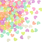 2Bags Luminous Plastic Beads, Glow in the Dark, Mixed Color, Heart, 10x11x5.5mm, Hole: 1.5mm, 100pcs/bag(KY-SP0001-65B)