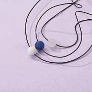 3Pcs Adjustable Leather Cord Necklaces, with Natural Gemstone Round Beads, 4.33 inch~7.87 inch(NJEW-FS0001-05)