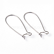 Brass Hoop Earring Wires Hook Earring Making Findings, Lead Free, Cadmium Free and Nickel Free, Platinum, 20~21 Gauge, 33x14x0.7~0.8mm(X-EC221)
