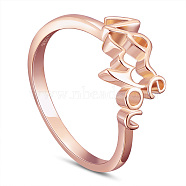SHEGRACE 925 Sterling Silver Rings, Promise Ring, Word Love You, Rose Gold, Size 11, 20.8mm(JR736B)