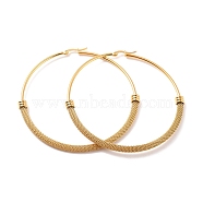 Vacuum Plating 201 Stainless Steel Mesh Chain Shape Big Hoop Earrings with 304 Stainless Steel Pin for Women, Golden, 78x78.5x6mm, Pin: 0.6mm(EJEW-F280-21A-G)