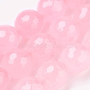 Natural Malaysia Jade Beads Strands, Dyed, Faceted, Round, Pink, 10mm, Hole: 1.2mm, about 37pcs/strand, 14.9 inch(G-K288-10mm-14)