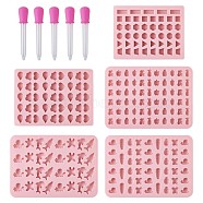 Food Grade Silicone Molds, Fondant Molds, For DIY Cake Decoration, Chocolate, Candy, UV Resin & Epoxy Resin Jewelry Making, Plastic Dropper, Pink(DIY-TA0001-96)