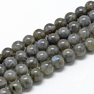 Natural Labradorite Beads Strands, Round, 8~9mm, Hole: 1mm, about 45~48pcs/strand, 15.7 inch(G-R446-8mm-14)