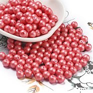 Baking Paint Glass Seed Beads, Round, Cerise, 6mm, Hole: 0.9mm, about 1500pcs/pound(SEED-A034-02K)