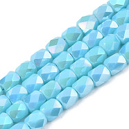 Electroplate Glass Beads Strands, AB Color Plated, Faceted, Column, Sky Blue, 5.5x5mm, Hole: 1.2mm, about 99pcs/strand, 21.85 inch(55.5cm)(X-EGLA-N002-13-A06)