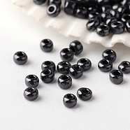 12/0 Grade A Round Glass Seed Beads, Metallic Colours, Hematite Plated, 12/0, 2x1.5mm, Hole: 0.5mm, about 45000pcs/pound(SEED-A022-F12-606)
