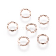 304 Stainless Steel Open Jump Rings, Rose Gold, 18 Gauge, 7x1mm, Inner Diameter: 5mm(X-STAS-O098-02RG-04)
