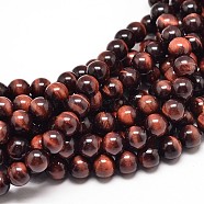Natural Red Tiger Eye Bead Strands, Dyed & Heated, Grade A, Round, 6mm, Hole: 1mm, about 62pcs/strand, 15 inch(G-P072-52-6mm-A)
