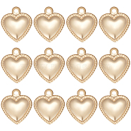 200Pcs 304 Stainless Steel Charms, Puffed Heart, Real 18K Gold Plated, 10x8x0.8mm, Hole: 1mm(STAS-BBC0002-70)